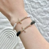 Amazon cross-border best-selling diamond-encrusted cross multi-color woven bracelet, fashionable and elegant ladies' bracelet set wholesale Specification image